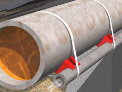 Trace heating pipe coducted in the TRANSCALOR - Distance Holder